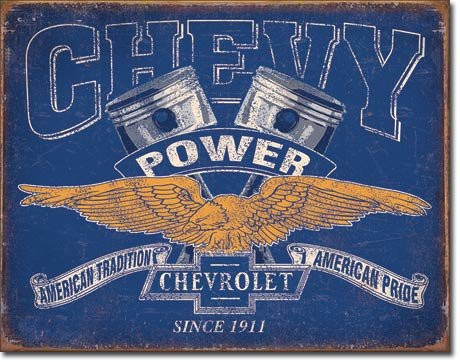 New Chevrolet Chevy Power 16" x 12.5" (D2199) Weathered Antique Appearance Advertising Tin Sign