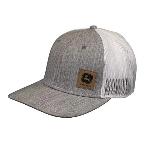John Deere Twill Oxford Mesh Hat WSueded Patch Gray GreyWhite One Size