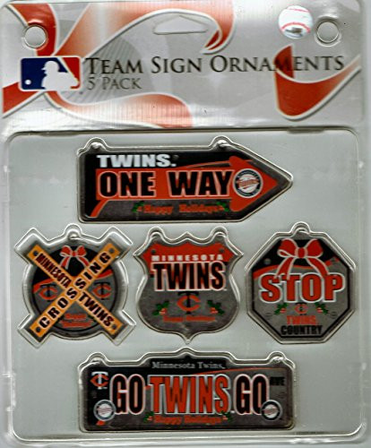 FOCO MLB Minnesota Twins 5 Pack Metal Street Sign Ornament Set