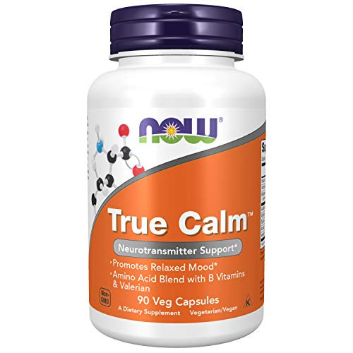 NOW Supplements True Calm Amino Acid blend with B Vitamins  Valerian  90 Veg Capsules