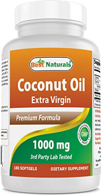 Best Naturals Extra Virgin Coconut Oil 1000 mg Softgel 180 Count