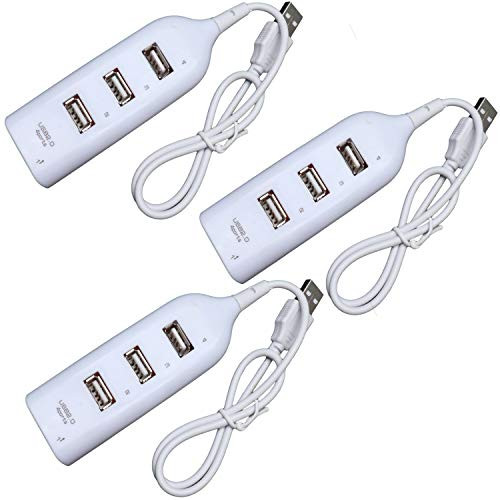 Yootop 3Pcs 4 Ports USB Hub Data Transfer Port Splitter for Windows, Mac OS or Linux Systems White