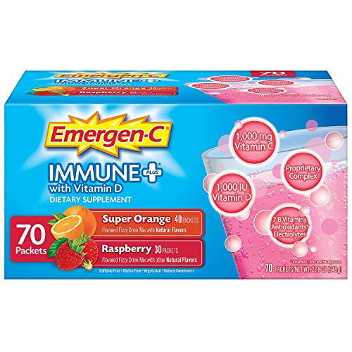 EmergenC Immune System Support Dietary Supplement Drink Mix With Vitamin D 1000mg Vitamin C  70 packets 30  Raspberry Flavor 40  Super Orange Flavor