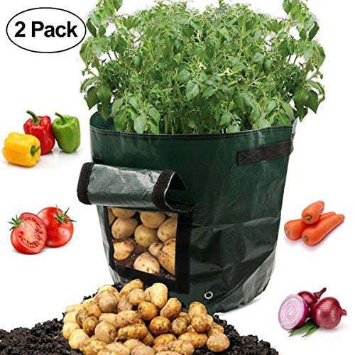 Mayerzon Potato Grow Bags Garden Vegetables Planter Bags with Flap and Handles Planting Bag for Potato, Carrot, Tomato, Onion and so on (10 Gallon(2-Pack))