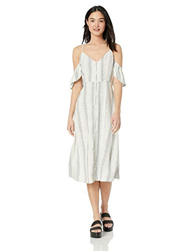 Volcom Juniors Womens Winding Roads Midi Length Cami Dress White Combo Medium