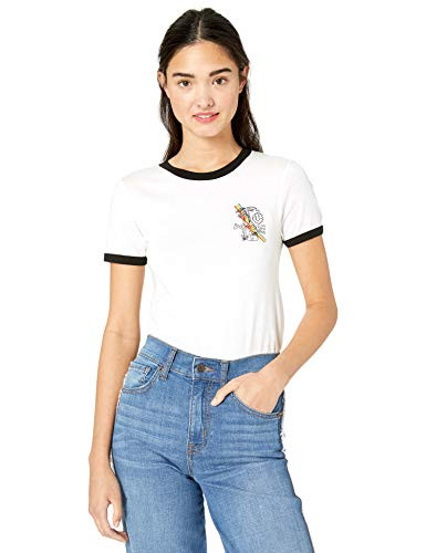 Volcom Juniors Womens Go Faster Ringer Tee Star White Extra Large