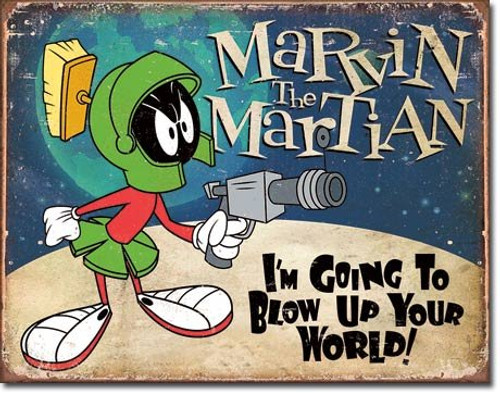 The Finest Website Inc. New Marvin the Martian 16" x 12.5" (D2018) Rustic Weathered Look Tin Sign The Finest Website Inc. New Marvin the Martian 16" x 12.5" (D2018) Rustic Weathered Look Tin Sign