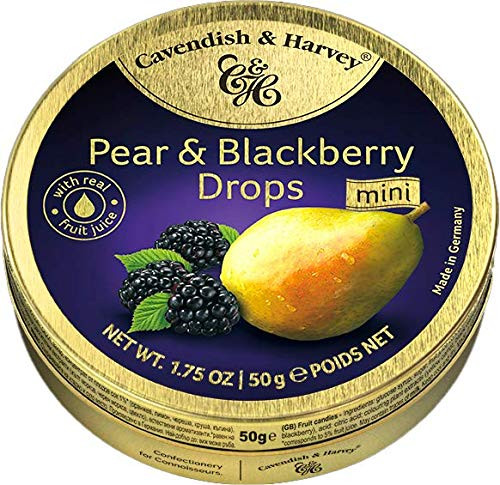Cavendish Harvey Hard Candy Pear Blackberry Drops 175oz Tins Pack of 6 Cavendish Harvey Hard Candy Pear Blackberry Drops 175oz Tins Pack of 6