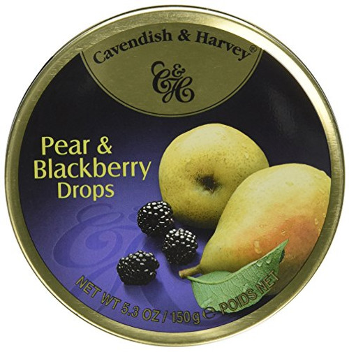 Cavendish and Harvey Fruit Drops Tin Pear and Blackberry 53 oz Case of 12 Cavendish and Harvey Fruit Drops Tin Pear and Blackberry 53 oz Case of 12