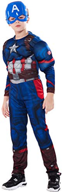 RONGANDHE Kids Superhero Captain Bodysuit Halloween Cosplay Costumes Muscle JumpsuitCaptainL