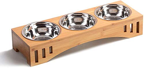 Pet Raised Bowl Dog Cat Food Water Bowl Pet Dishes Pet Feeder Pet Feeding Bowl with Detachable Raised Bamboo Stand Pet Food Feeder for Cats or Small Dogs Stainless Bowls Triple Pet Raised Bowl Dog Cat Food Water Bowl Pet Dishes Pet Feeder Pet Feeding Bowl with Detachable Raised Bamboo Stand Pet Food Feeder for Cats or Small Dogs Stainless Bowls Triple