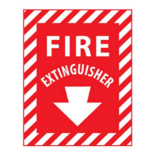 NMC FXPSER FIRE EXTINGUISHER Sign  9 in x 12 in Rigid Plastic Fire Safety Sign with Arrow White Text on Red Base