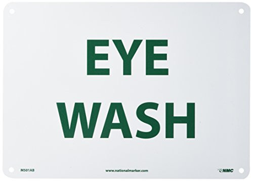 NMC M501AB Emergency and First Aid Legend EYE WASH 14 Length x 10 Height Aluminum 040 Green on White NMC M501AB Emergency and First Aid Legend EYE WASH 14 Length x 10 Height Aluminum 040 Green on White