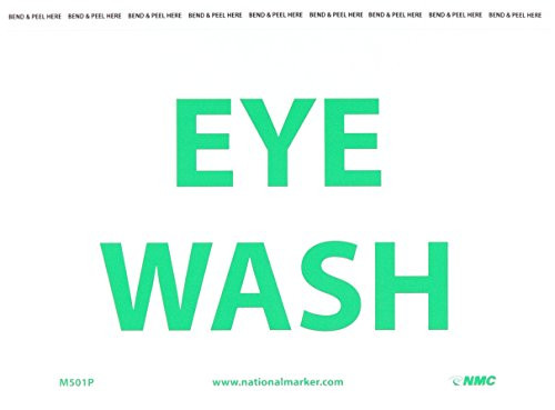 NMC M501P Emergency and First Aid Legend EYE WASH 10 Length x 7 Height Pressure Sensitive Vinyl Green on White NMC M501P Emergency and First Aid Legend EYE WASH 10 Length x 7 Height Pressure Sensitive Vinyl Green on White