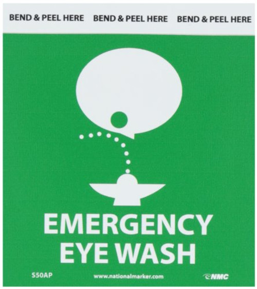 NMC S50AP Emergency and First Aid Sign Legend EMERGENCY EYE WASH with Graphic 4 Length x 4 Height Pressure Sensitive Vinyl White on Green Pack of 5 NMC S50AP Emergency and First Aid Sign Legend EMERGENCY EYE WASH with Graphic 4 Length x 4 Height Pressure Sensitive Vinyl White on Green Pack of 5