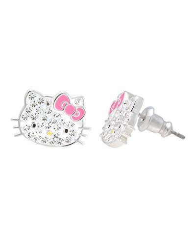 Hello Kitty Jewelry Hello Kitty Silver Plated Clear Crystal Stud Earrings