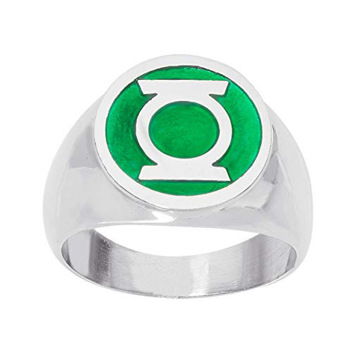 DC Comics Mens Stainless Steel Justice League Superhero Logo Ring Jewelry Green Lantern Size 10