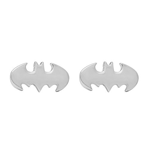 DC Comics Batman Jewelry for Women Sterling Silver Bat Logo Stud Earrings