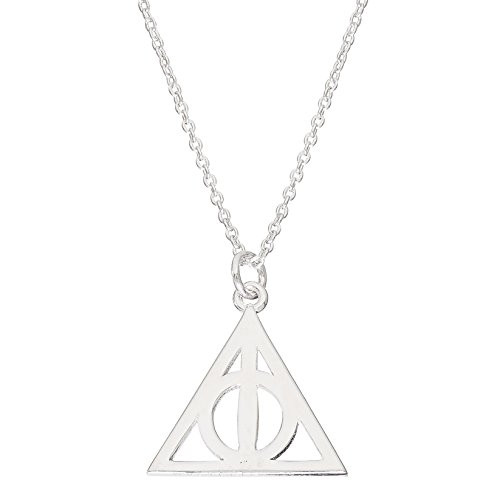 Harry Potter Jewelry for Women Sterling Silver Deathly Hallows Pendant Necklace 18 Chain