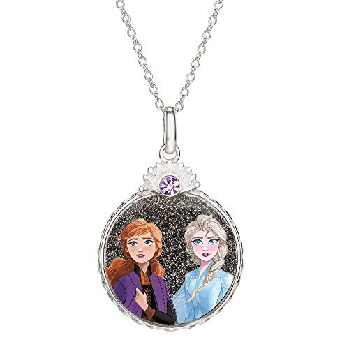 Disney Frozen 2 Sisters Elsa and Anna Sterling Silver Crystal Glitter Pendant Necklace 16  2 Disney Frozen 2 Sisters Elsa and Anna Sterling Silver Crystal Glitter Pendant Necklace 16  2