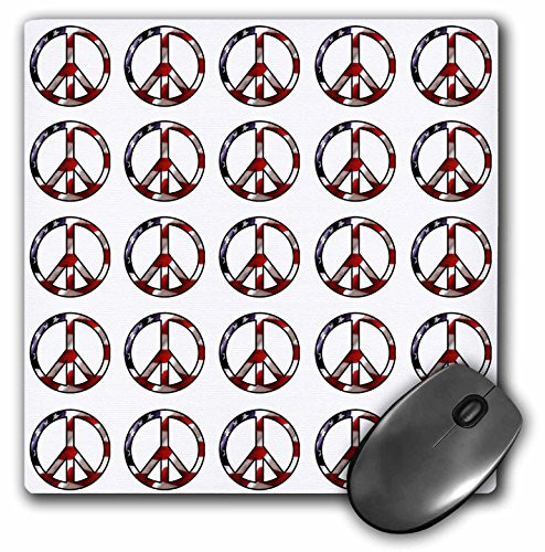 3dRose LLC 8 x 8 x 025 Inches American Flag Peace Sign Print Mouse Pad mp121521