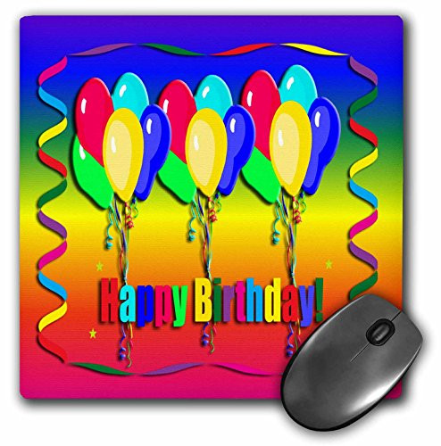 3dRose LLC 8 x 8 x 025 Inches Happy Birthday Balloon and Streamer Mouse Pad mp201401