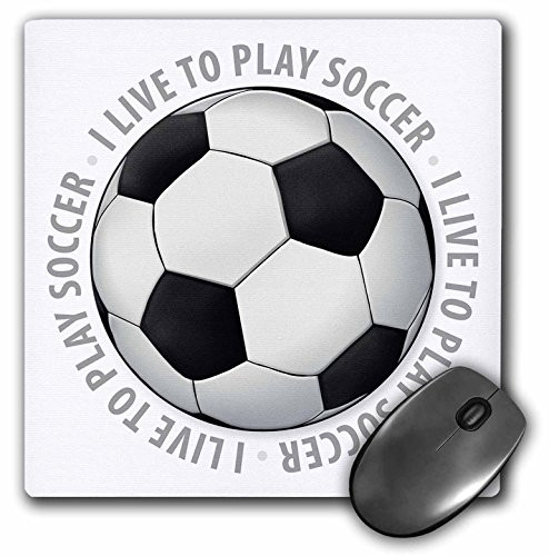 3dRose LLC 8 x 8 x 025 Inches Mouse Pad I Live to Play Soccer mp418201