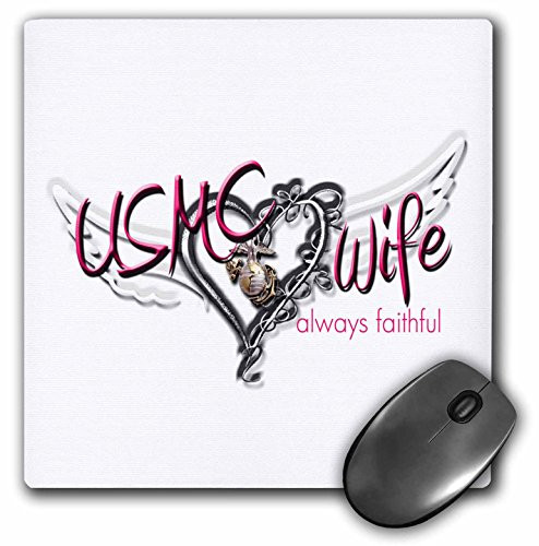 3dRose LLC 8 x 8 x 025 Inches Mouse Pad USMC Wife Always Faithful mp1230481