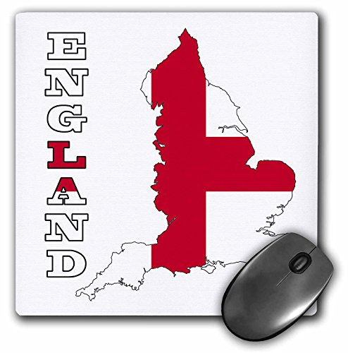 3dRose LLC 8 x 8 x 025 Inches Mouse Pad Flag of England in Outline Map and Name of Country mp1657281