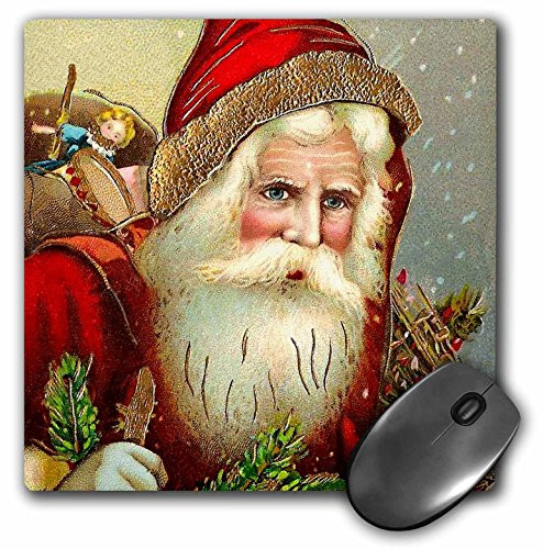 3dRose LLC 8 X 8 X 025 Inches Mouse Pad Vintage Santa Claus with Sack Full of Toys mp1714631