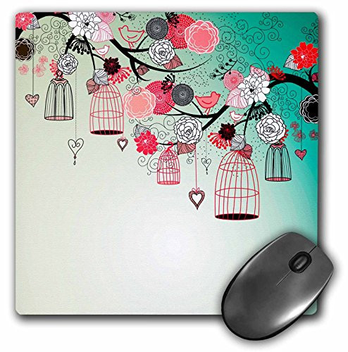 3dRose LLC 8 X 8 X 025 Inches Mouse Pad Birds and Bird Cages Mp1791481