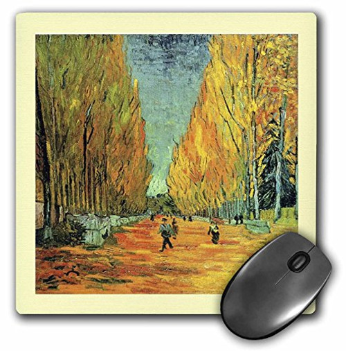 3dRose LLC 8 x 8 x 025 Inches Mouse Pad Aqua N Yellow Framed Van Gogh Landscape mp482471