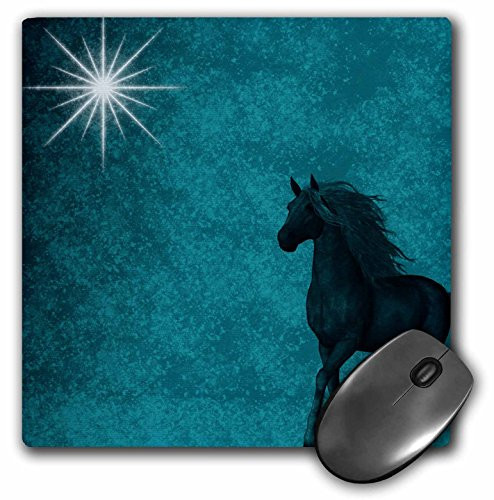 3dRose LLC 8 x 8 x 025 Inches Mouse Pad Beautiful Horse Aqua Grunge Sky mp1646921