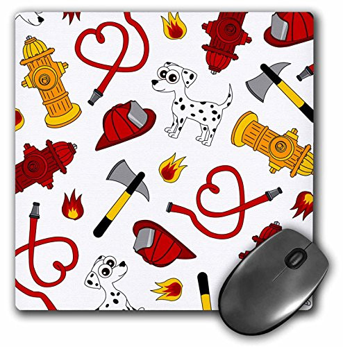 3dRose LLC 8 x 8 x 025 Inches Mouse Pad Cute Fireman Firefighter Love Pattern Blue mp1659101