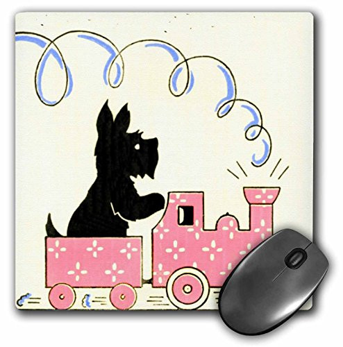 3dRose LLC 8 x 8 x 025 Inches Mouse Pad Scottie On His Train  mp1725321