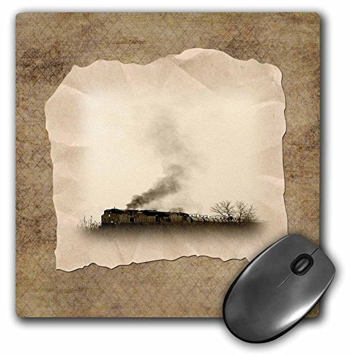 3dRose LLC 8 x 8 x 025 Inches Mouse Pad Smoking Train On Aged Paper Look Sepia  mp1809491