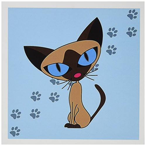 3dRose Cute Siamese Cat Pawprint Design  Greeting Cards 6 x 6 inches set of 6 gc63741