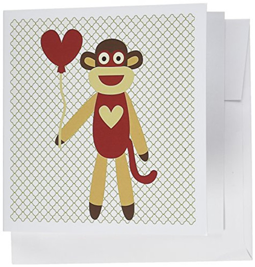 3dRose Sock Monkey With Heart Balloon Adorable Animal Art Greeting Cards 6 x 6 inches set of 12 gc635102 3dRose Sock Monkey With Heart Balloon Adorable Animal Art Greeting Cards 6 x 6 inches set of 12 gc635102