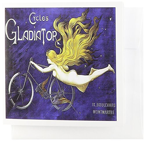 3dRose Vintage Cycles Gladiator French Bicycle Advertising Poster  Greeting Cards 6 x 6 inches set of 12 gc1299852