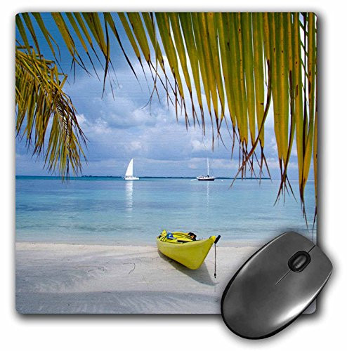 3drose Belize Caribbean Sea Kayak On The Beach of South Water Cay  Mouse Pad