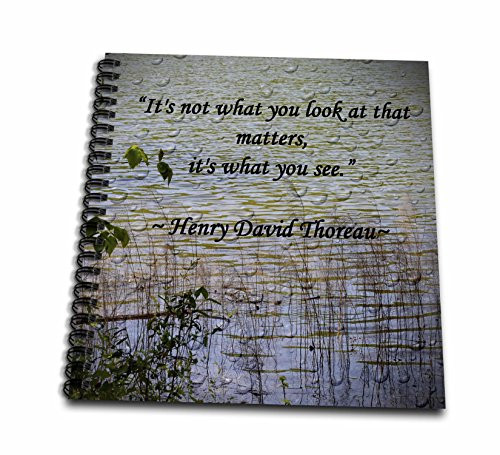 3dRose db1278621 Thoreau Quote a Lake Scene Photo with a Thoreau Quote Drawing Book 8 by 8Inch