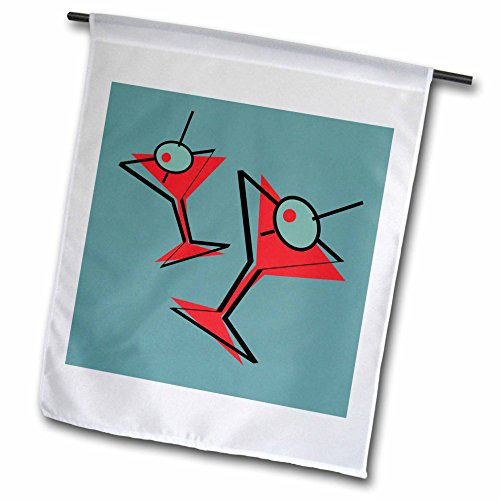 3dRose fl1241511 Retro Pair of Martinis Garden Flag 12 by 18Inch