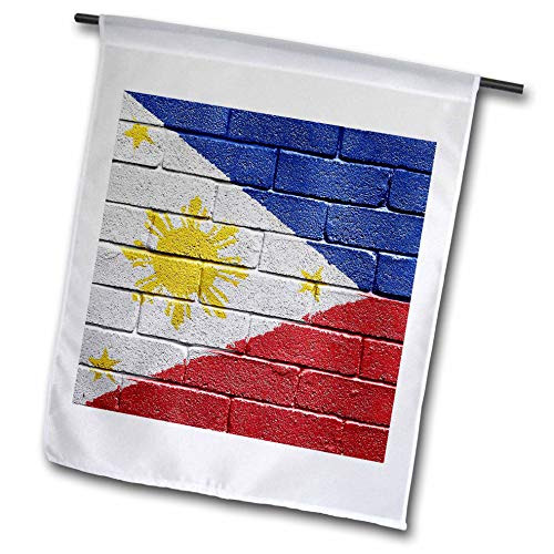 3dRose fl1569681 National Flag of Philippines Painted onto a Brick Wall Filipino Garden Flag 12 by 18Inch