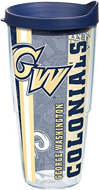 Tervis George Washington Colonials College Pride Tumbler with Wrap and Navy Lid 24oz Clear Tervis George Washington Colonials College Pride Tumbler with Wrap and Navy Lid 24oz Clear