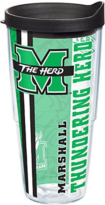Tervis Marshall Thundering Herd College Pride Tumbler with Wrap and Black Lid 24oz Clear Tervis Marshall Thundering Herd College Pride Tumbler with Wrap and Black Lid 24oz Clear