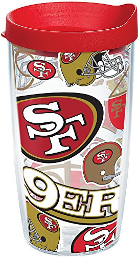 Tervis NFL San Francisco 49ers All Over Tumbler with Wrap and Red Lid 16oz Clear