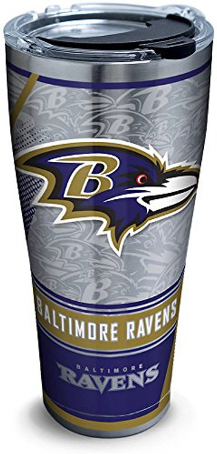 Tervis NFL Baltimore Ravens Edge Stainless Steel Tumbler with Clear and Black Hammer Lid 30oz Silver