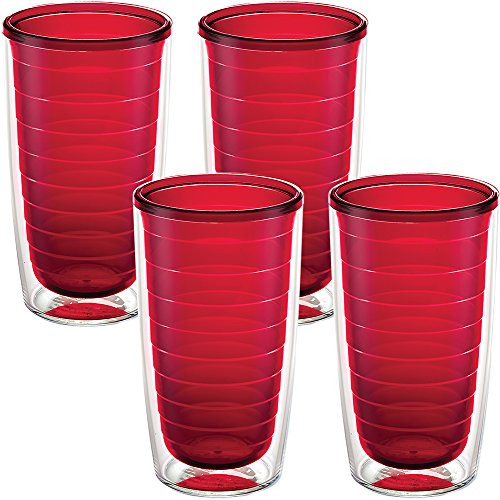 Tervis Clear  Colorful Insulated Tumbler 16oz  4 Pack  Boxed Red