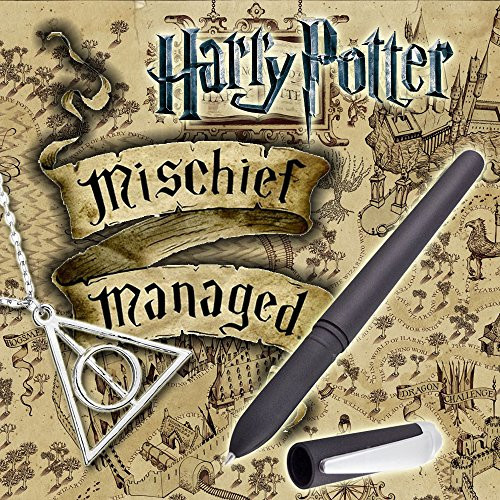 Magic Ink Pen for Marauders Map with Deathly Hallows Necklace Invisible Ink Pen (Disappear Ink Pen)