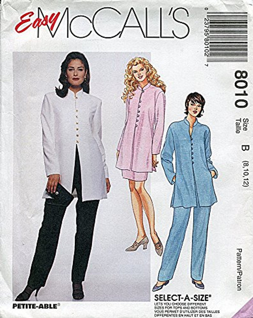 McCall's Pattern 8010 Misses' Tunic, Pull-on Pants and Pull-on Skirt, Size B (8-10-12) McCall's Pattern 8010 Misses' Tunic, Pull-on Pants and Pull-on Skirt, Size B (8-10-12)